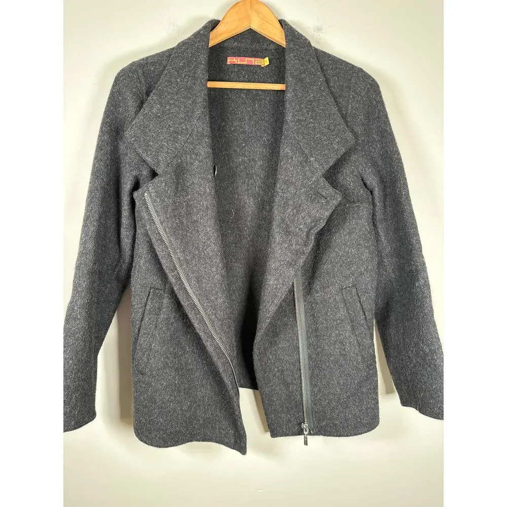 Kuna Asymmetric Zip Coat Baby Alpalca Wool Size Small Gray Pockets Warm - Picture 6 of 12